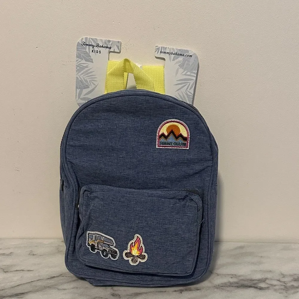 Tommy Bahamas Blue Kids Backpack with Patches NEW NWT